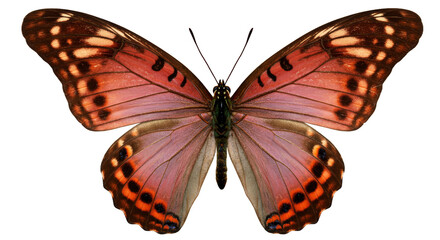 Vibrant Butterfly with Open Wings and Intricate Red and Orange Patterns