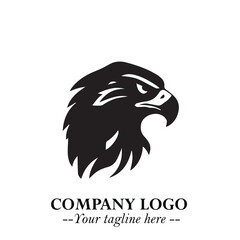 Obraz premium Powerful Head of Eagle Logo Symbol in Black on White Background with Bold and Elegant Design