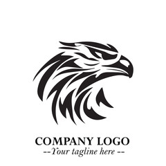 Fototapeta premium Powerful Head of Eagle Logo Symbol in Black on White Background with Bold and Elegant Design