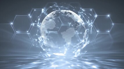 Abstract digital globe depicting global connectivity and data network over light grey - Powered by Adobe
