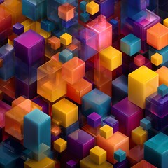 Obraz premium A vibrant display of dynamic 3D cubes arranged in an engaging, colorful layout, ideal for modern design concepts.