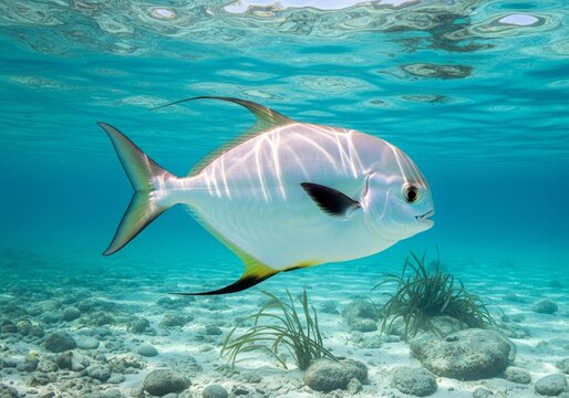 permit fish, animal fish underwater life, white background