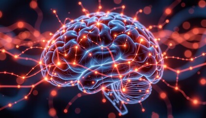 Exploring the glowing blue human brain structure a deep dive into neuroscience virtual environment conceptual imagery