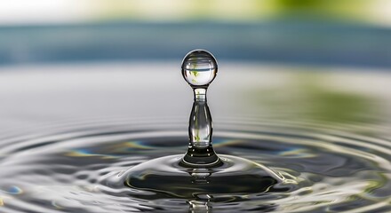 Water Drop Impact with Macro Closeup.