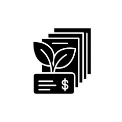 Glyph Icon of Investment and Sustainable Growth - Financial Profit and Green Savings Vector