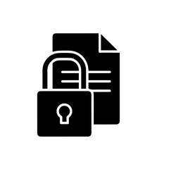Data Security and Private Document Protection Glyph Icon - Locked File and Information Safety Vector