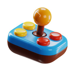 3d render icon cartoon joystick isolated on transparent background