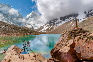 Kedartal (also known as Shiva's lake) is a glacial lake situated at an altitude of 4,750 metres (15,580 ft) in the Garhwal region of the Himalayas in India.