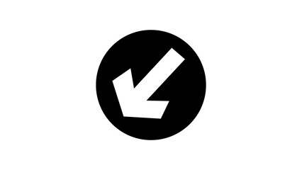 A black and white image of a downward arrow pointing to the left side