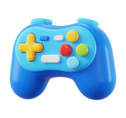 3d render icon cartoon video game controller isolated on transparent background