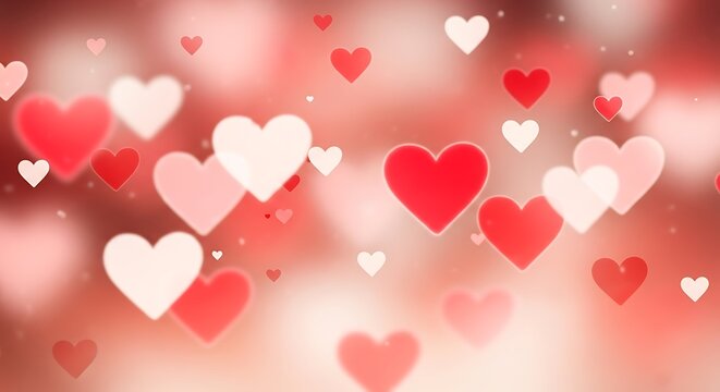 Red hearts bokeh background.