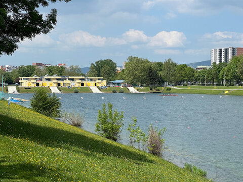 Rowing trail on Lake Jarun or rowing trails on Jarun's Lake, Zagreb - Croatia (Veslačka staza na jezeru jarun ili veslačke staze jarunskog jezera (R&Scaron;C Jarun), Zagreb - Hrvatska)