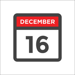 Obraz premium December 16 calendar icon day of month