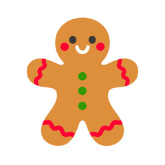 Christmas gingerbread man illustration — cute cookie character for holiday design projects.