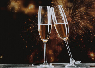 toasting with champagne glasses