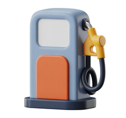 3d render icon cartoon gas station pump isolated on transparent background