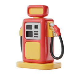 3d render icon cartoon gas pump isolated on transparent background