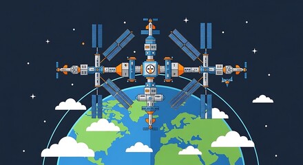 Space Station Orbiting Earth.