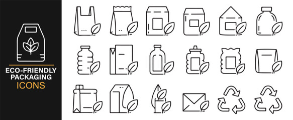 Eco-conscious packaging icons for biodegradable and reusable product visuals.