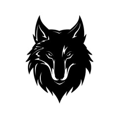 Black Wolf Head Silhouette Fierce Animal Portrait