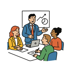 Business Meeting Presentation and Team Collaboration in Office Setting