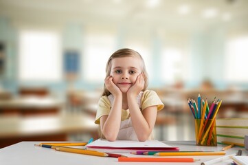 Bored school child student tired of learning