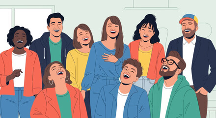Happy Diverse Group Laughing Together – Friendship and Joyful Team Connection