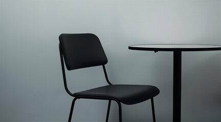 Black Cavaletti Joy chair with round monza glass coffe table against clean wall