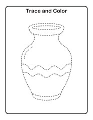 V is for Vase Tracing Page | Cute Hand Drawn Dotted Worksheet for Preschoolers