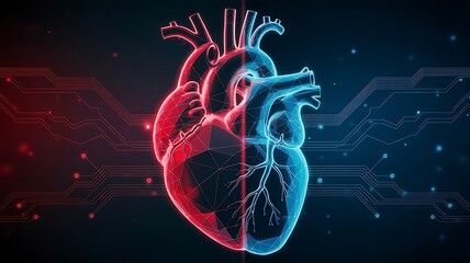 Futuristic Digital Heart Blending Human Biology and Technology