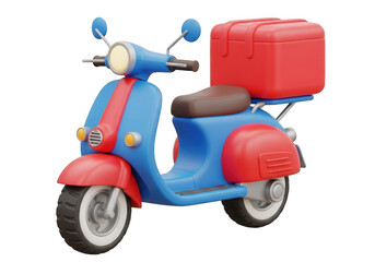 Blue and red scooter isolated on transparent background