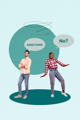 Modern sanctions crisis collage symbols showing how global sanctions influence job market...