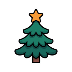 Christmas tree Icon on White Background Vector Art Illustration on white background.
