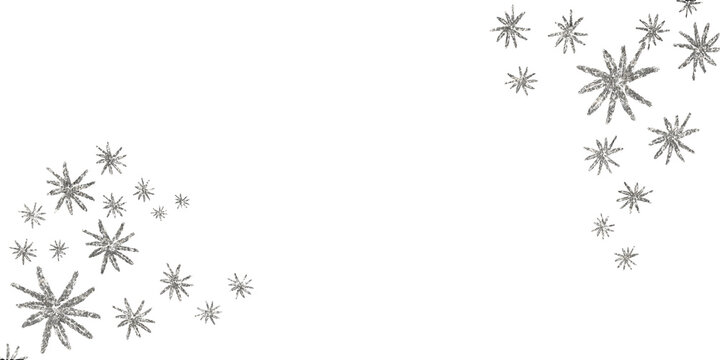 A silver frame made of falling snowflakes. A border for a festive decoration. Silver sparkle splatter border png. Premium design, wedding, vip cover template, grand opening, flyer.