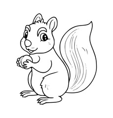 Squirrel illustration coloring page - coloring book for kids
