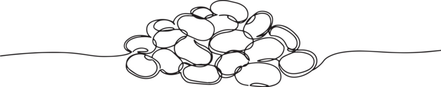 Elegant line art illustration of a pile of natto beans on a whit