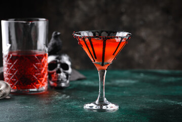 Spooky red Halloween monster cocktail