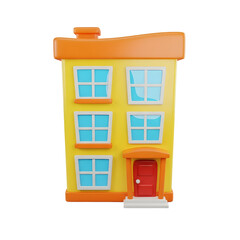 Cartoon Apartment Building Illustration on Transparent Background