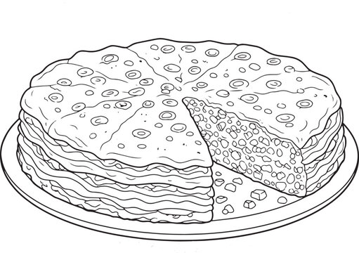 Detailed illustration of Kosovar Flija with decorative elements