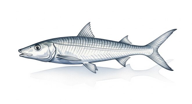 Bonefish watercolor, animal fish underwater life, white background