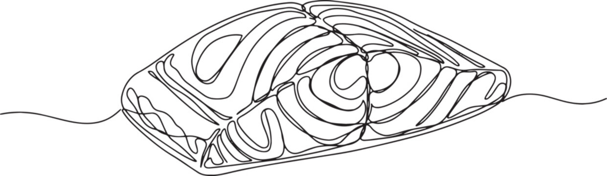 Elegant line drawing of a fresh salmon fillet, simple and attrac