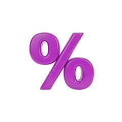 Purple Percentage Sign Isolated on Transparent Background