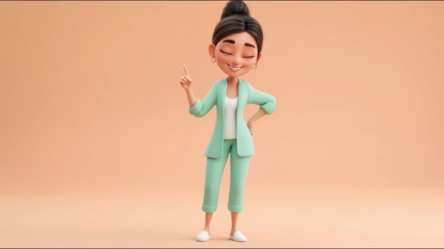 Video of 3d cartoon character of business woman | Indian business woman animated video | business woman 3d motion