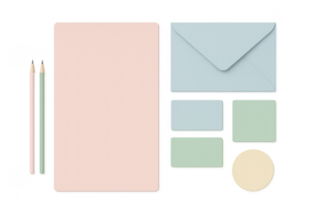 Pastel stationery branding mockup with transparent background