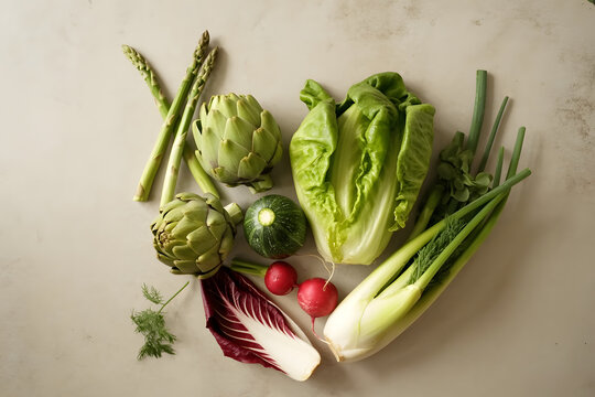 Top view green healthy food cooking