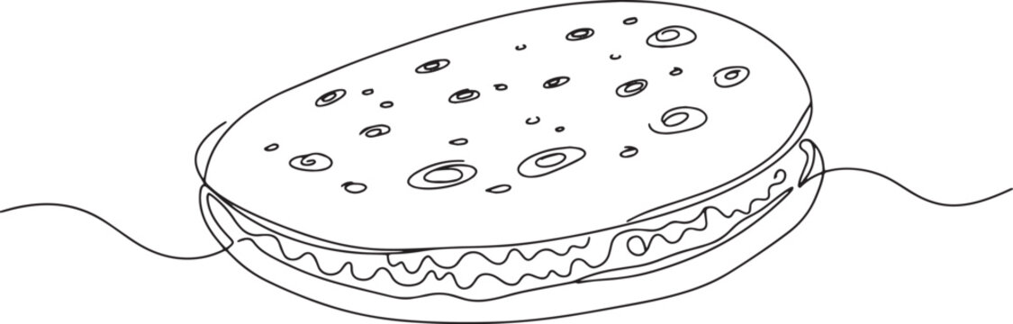 Minimalist line drawing of dholl puri, a popular street food fro