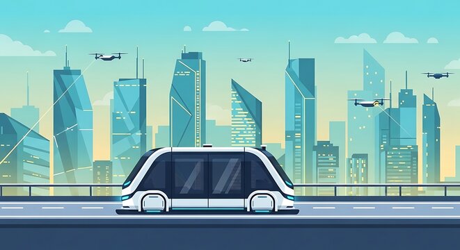 Autonomous Bus with Smart City, and Future Transport.