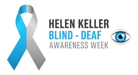Helen Keller Blind Deaf Awareness Week Ribbon and Eye Symbol