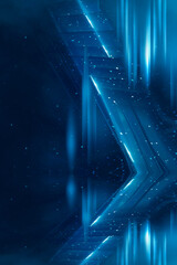 Wet asphalt, reflection of neon lights, a searchlight, smoke. Abstract light in a dark empty street with smoke, smog. Dark background scene of empty street, night view, night city.