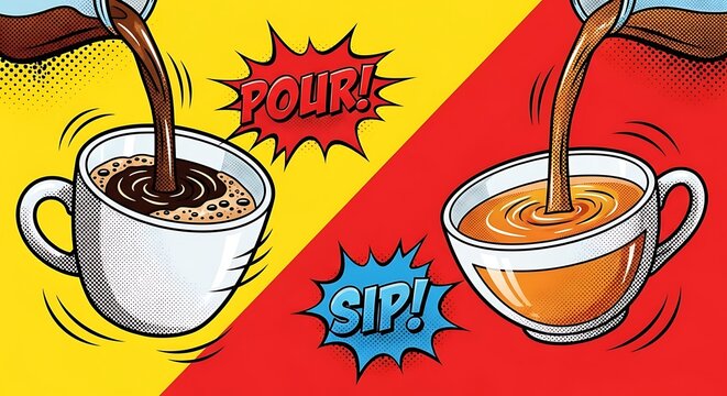 Coffee and Tea Pop Art Pour.